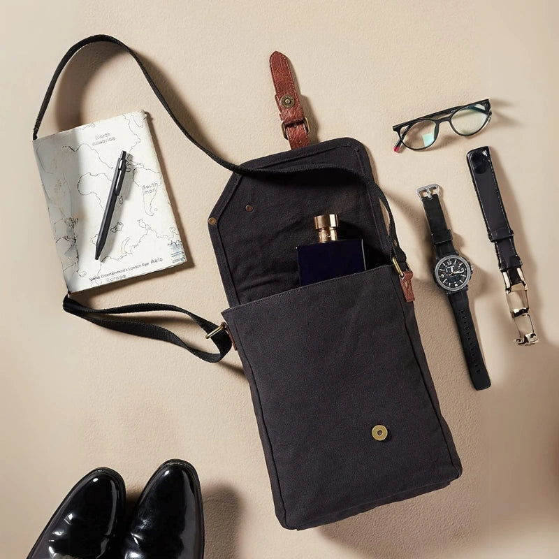 Parker Messenger Crossbody Bag for Men and Women - Black