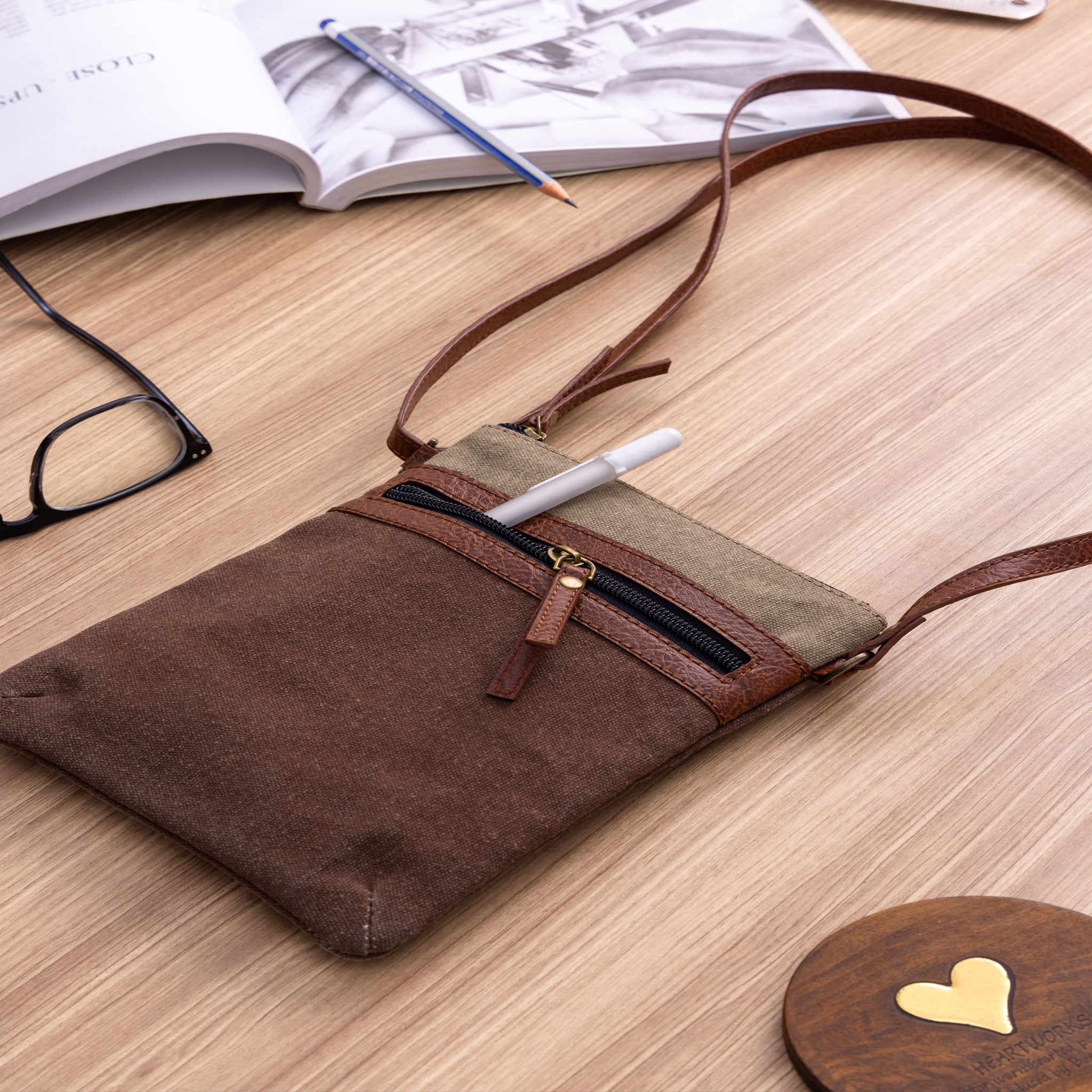 Mona B Small Messenger Crossbody Bag with Stylish Design for Girls and Women: Chocolate - (M-2515)
