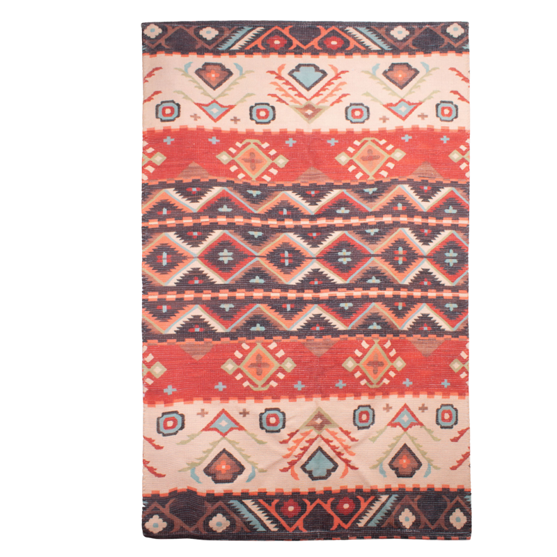 Mona B - Printed Vintage Dhurrie Carpet Rug Runner Floor Mat for Living Room Bedroom: 3.5 X 5.5 Feet Multi Color - BR-502 RGM