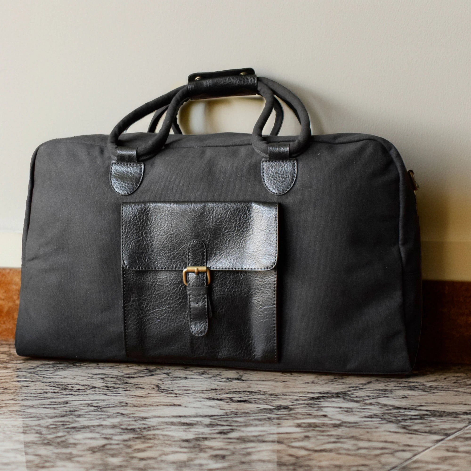 Cord Duffle Bag For Men & Women - Black