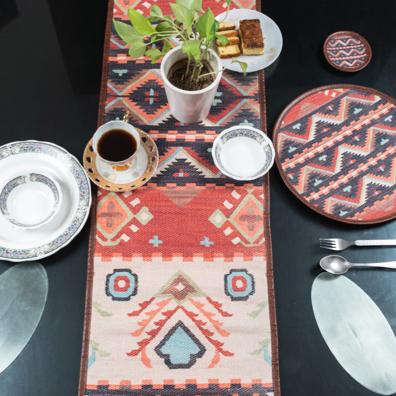 Mona B - Printed Runner, 13X 60 INCH, Best for Bed-Side Table/Center Table, Dining Table/Shelves - BR-502 RUM