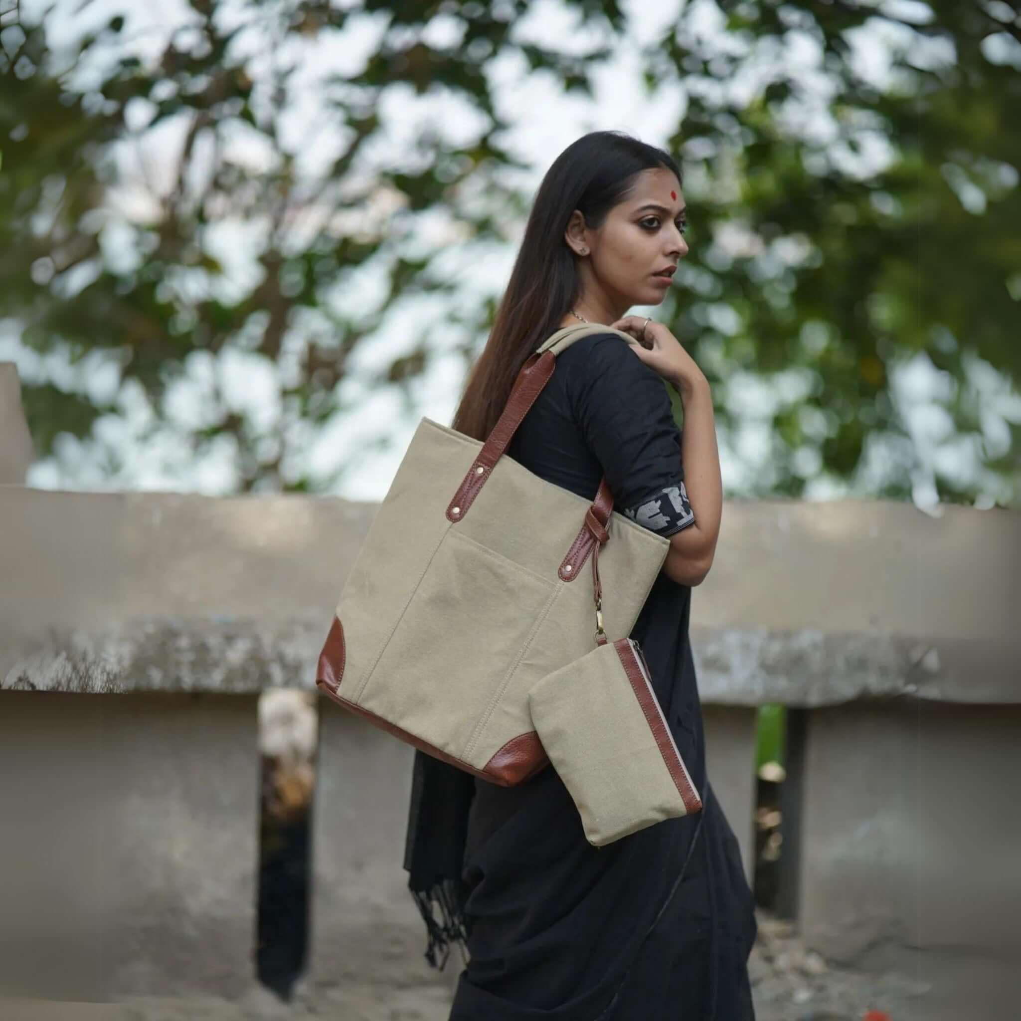 Mona B - Large Canvas Handbag for Women | Tote Bag for Grocery, Shopping, Travel | Stylish Vintage Shoulder Bags for Women (Green)