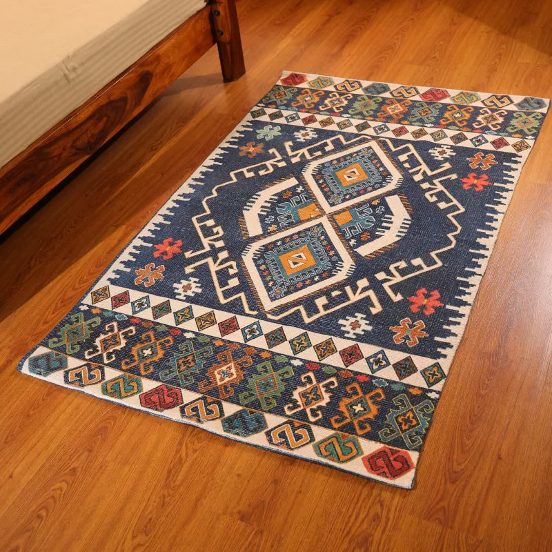 Mona B - Printed Vintage Dhurrie Carpet Rug Runner Floor Mat for Living Room Bedroom: 3.5 X 5.5 Feet Multi Color - BR-503 RGM