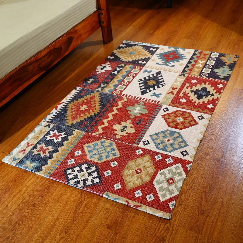 Mona B - Printed Vintage Dhurrie Carpet Rug Runner Floor Mat for Living Room Bedroom: 3.5 X 5.5 Feet Multi Color - BR-504 RGM