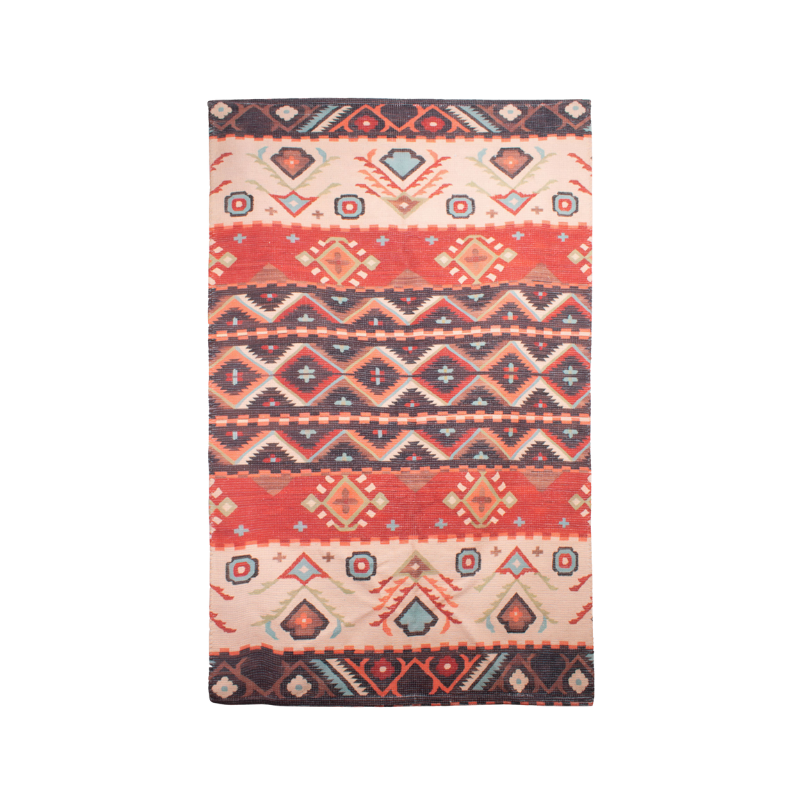 Mona B - Printed Vintage Dhurrie Carpet Rug Runner Floor Mat for Living Room Bedroom: 2 X 3 Feet Multi Color - BR-502 RGS