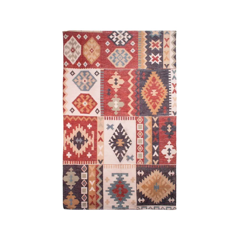 Mona B - Printed Vintage Dhurrie Carpet Rug Runner Floor Mat for Living Room Bedroom: 2 X 3 Feet Multi Color - BR-504 RGS
