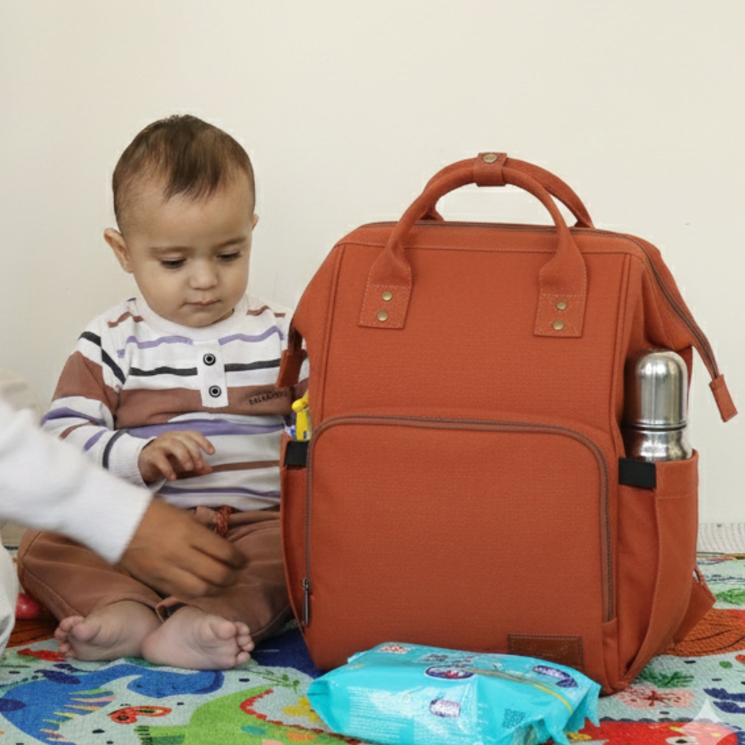 Mona B Verde Diaper Backpack: Rust