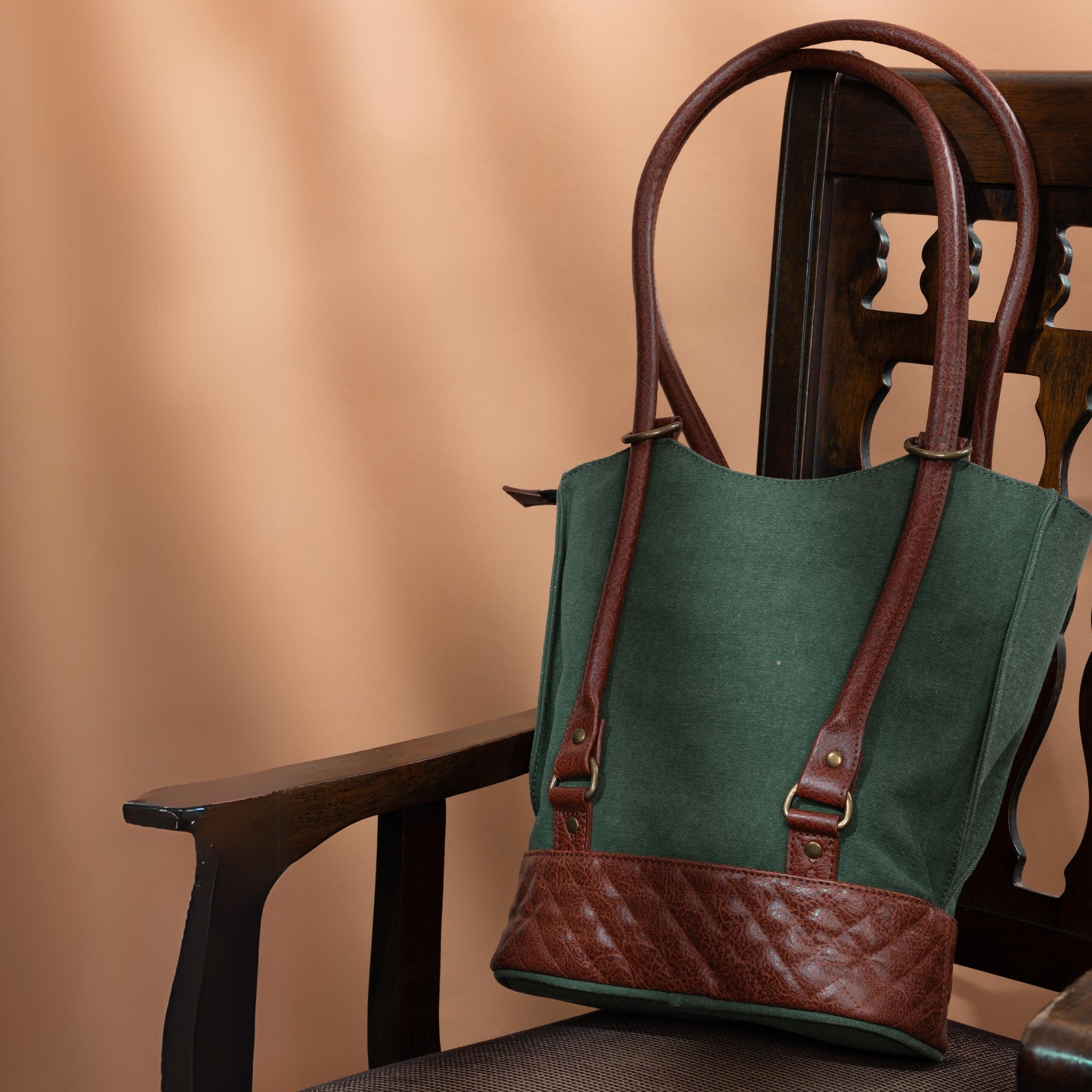 Mona B Two in One Convertible Tote: Forest - (M-2509)