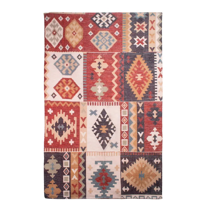 Mona B - Printed Vintage Dhurrie Carpet Rug Runner Floor Mat for Living Room Bedroom: 3.5 X 5.5 Feet Multi Color - BR-504 RGM