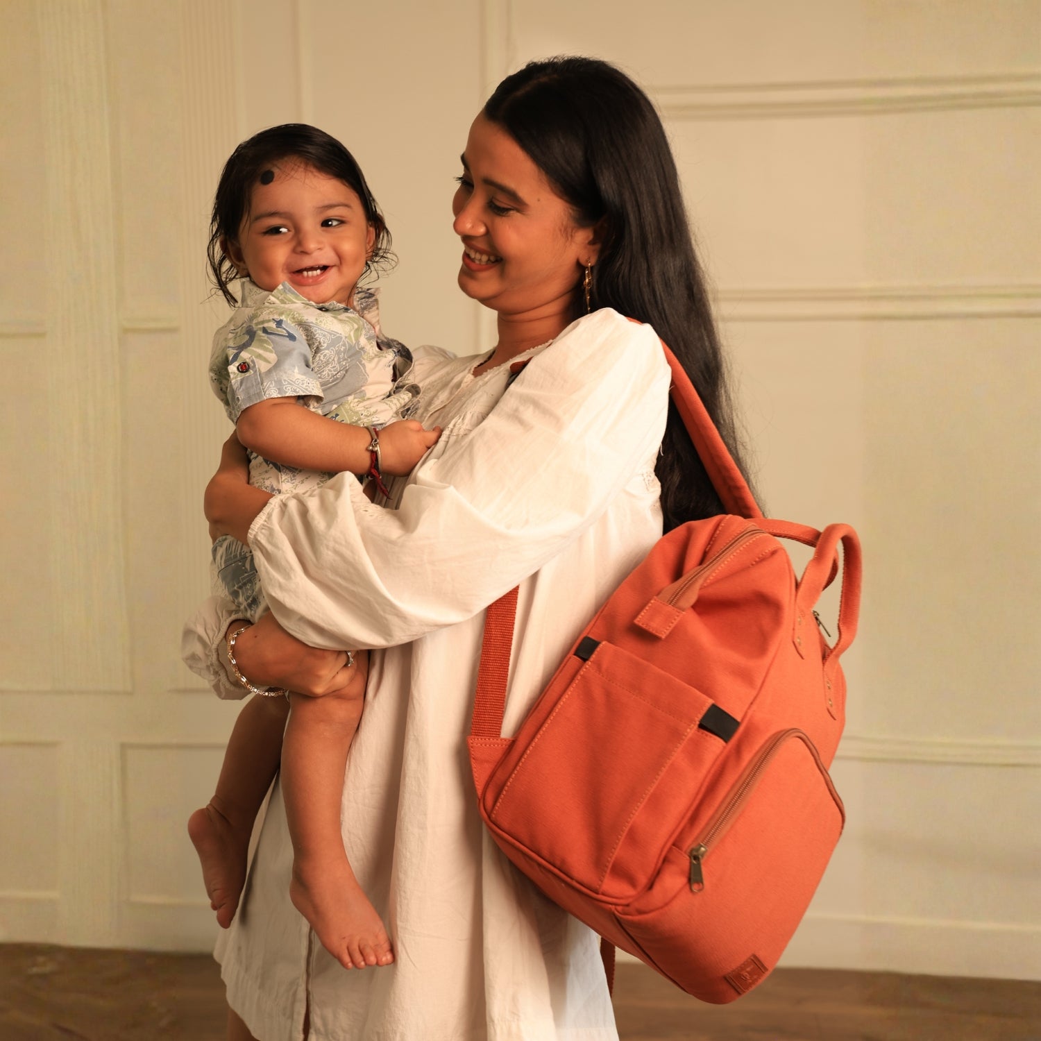 Mona B Verde Diaper Backpack: Rust
