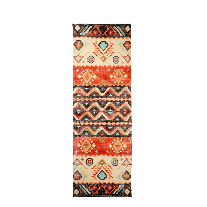 Mona B - Printed Vintage Dhurrie Carpet Rug Runner for Living Room Bedroom: 1.83 X 6 Feet Multi Color - BR-502 RGR