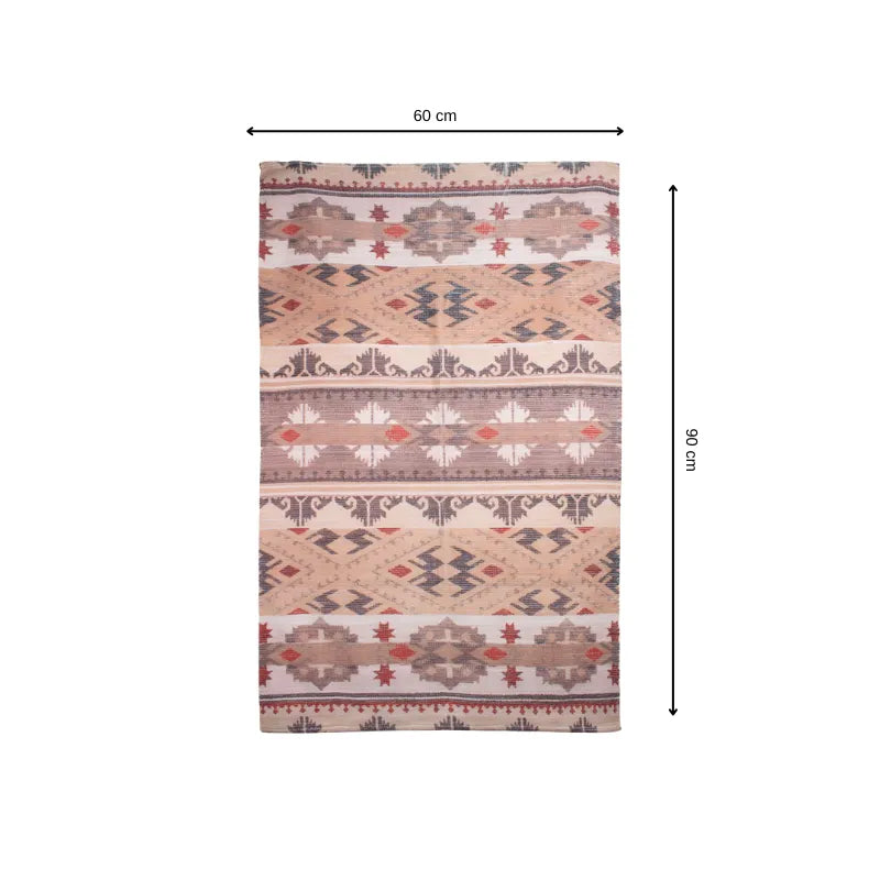 Mona B - Printed Vintage Dhurrie Carpet Rug Runner Floor Mat for Living Room Bedroom: 2 X 3 Feet Multi Color - BR-501 RGS