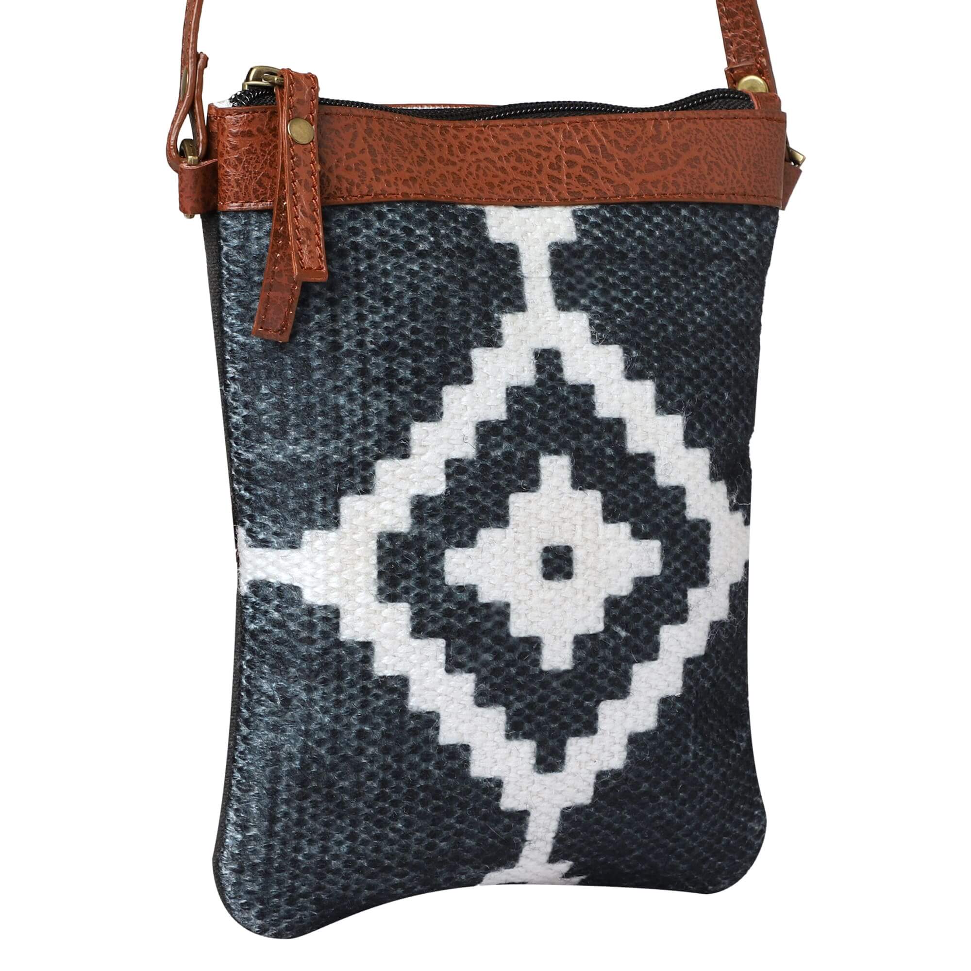 Mona B - Small Canvas Messenger Crossbody Bag | Wristlet Bag with Stylish Design for Women (Sloane) Brown