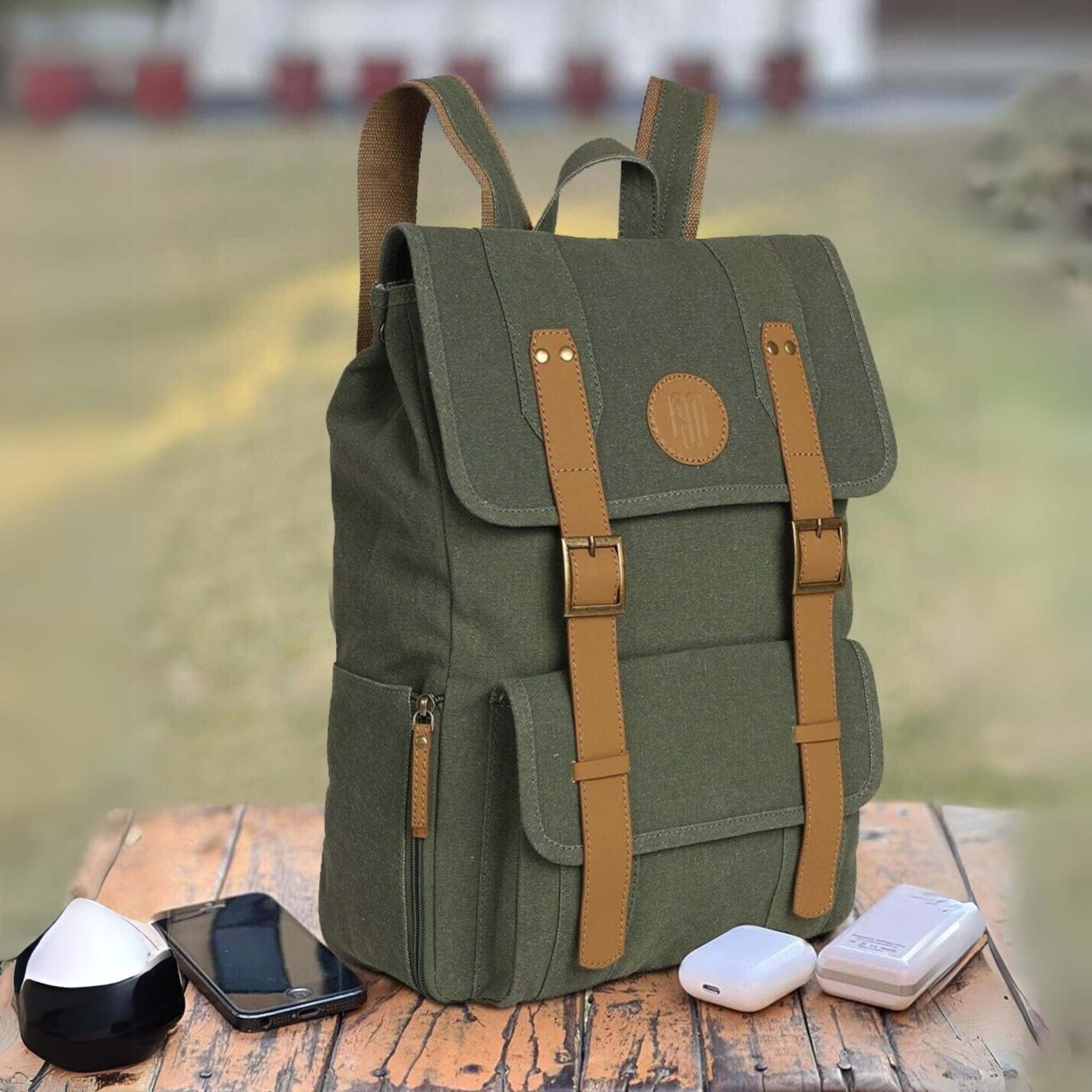 Mona B - Unisex Canvas Back Pack for Office | School and College with Upto 14" Laptop/ Mac Book/ Tablet: Delta