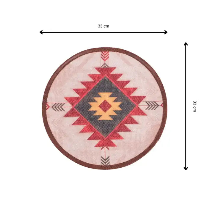 Mona B - Set of 2 Printed Placemats, 13 INCH Round, Best for Bed-Side Table/Center Table, Dining Table/Shelves - BR-500 P