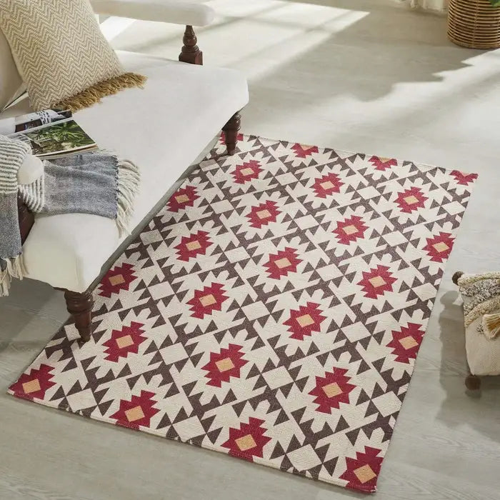 Traditional Printed Vintage Dhurrie Floor Mat Carpet - 5.5x3.5 Feet Multi Color