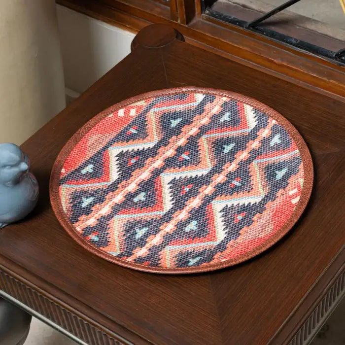 Mona B - Set of 2 Printed Placemats, 13 INCH Round, Best for Bed-Side Table/Center Table, Dining Table/Shelves - BR-502 P