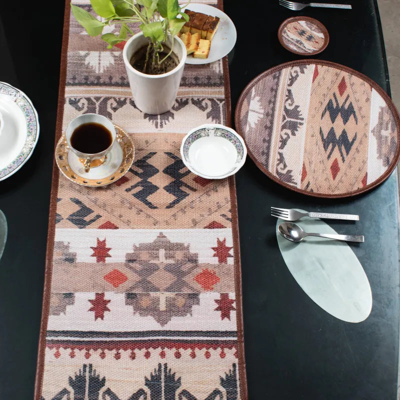 Mona B - Printed Runner, 13X 60 INCH, Best for Bed-Side Table/Center Table, Dining Table/Shelves - BR-501 RUM