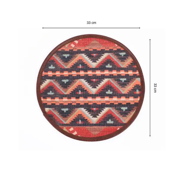 Mona B - Set of 2 Printed Placemats, 13 INCH Round, Best for Bed-Side Table/Center Table, Dining Table/Shelves - BR-502 P