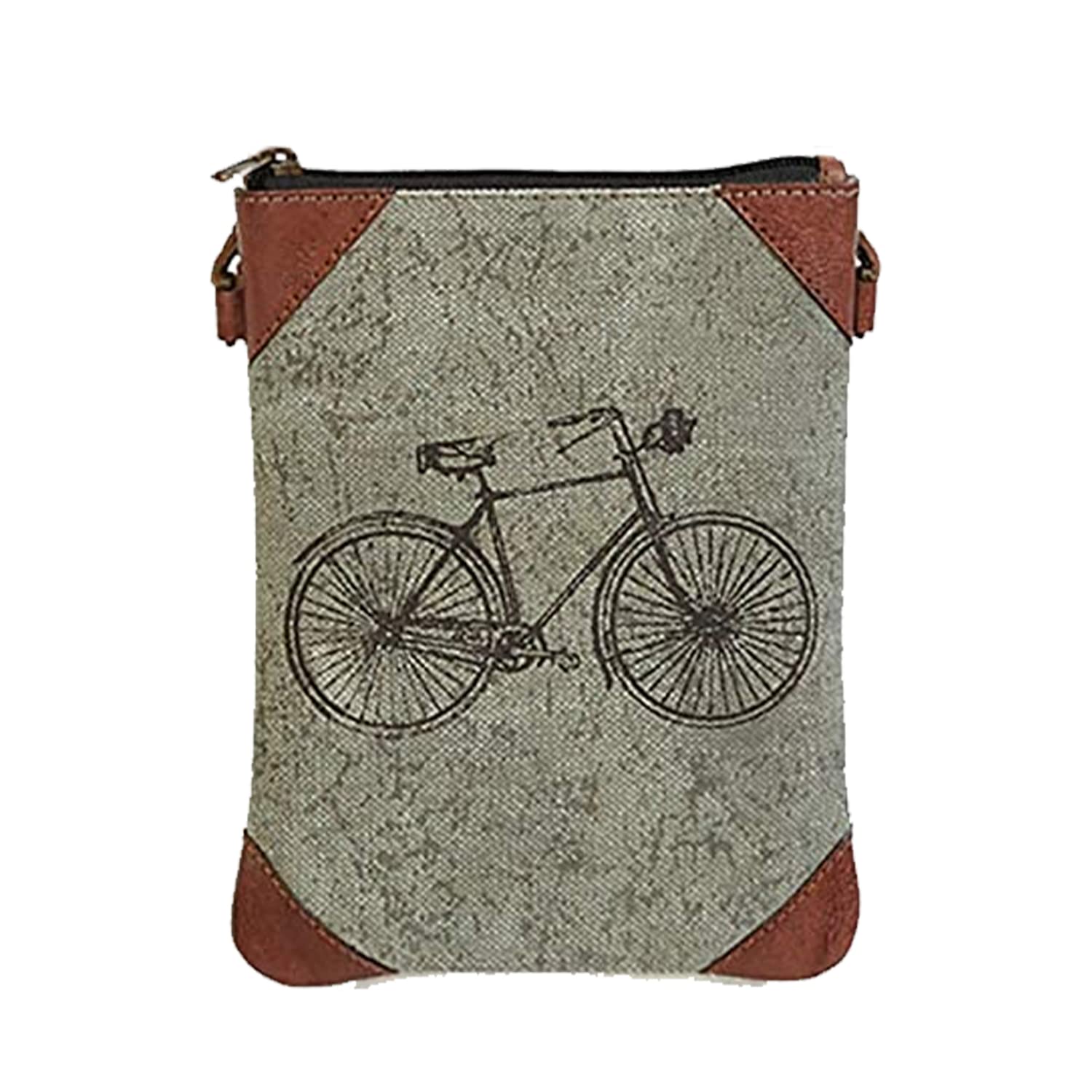 Mona B - 100% Cotton Canvas Small Sling Crossbody Bag with Stylish Design for Women (Brown 1)