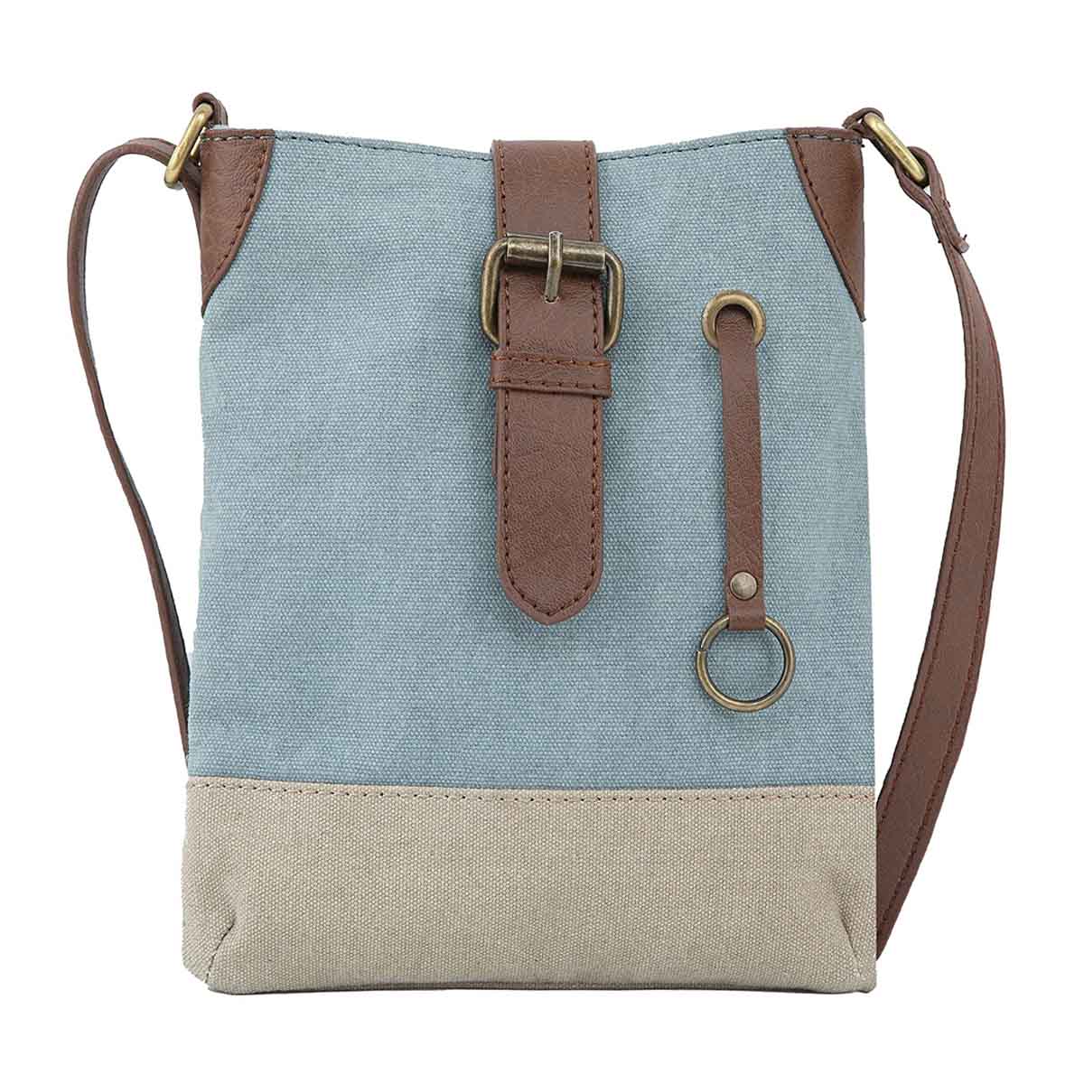 Mona B - 100% Cotton Canvas Small Messenger Crossbody Vintage Sling Bag with Stylish Design for Women (Sky)