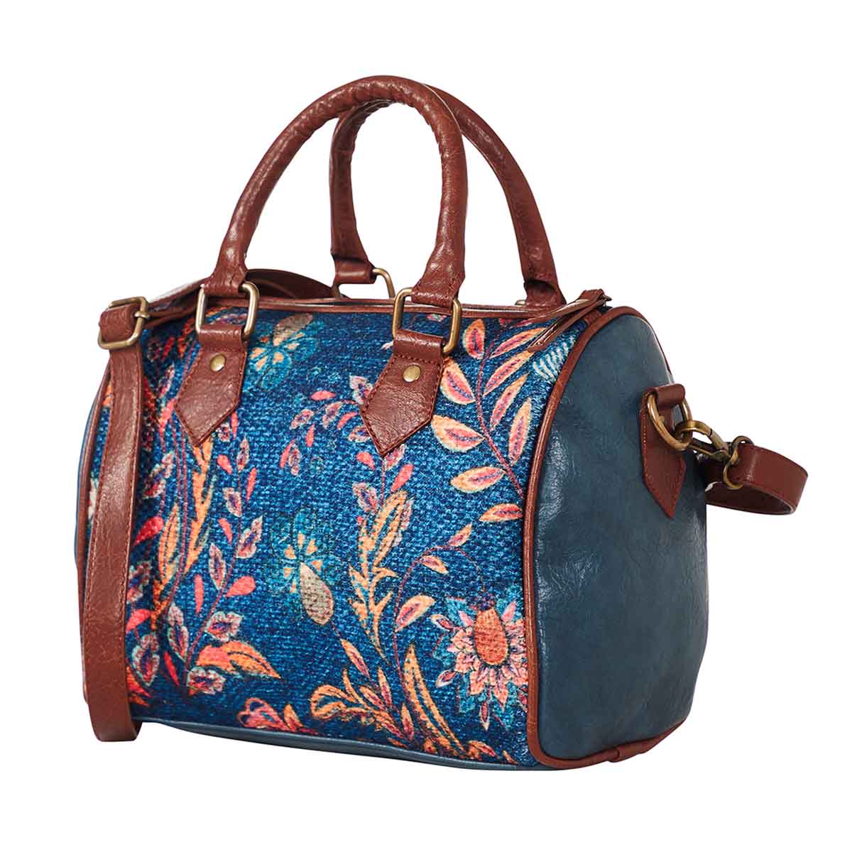 Mona B - Canvas Small Vintage Handbag, Shoulder Bag, Crossbody Bag For Shopping, Travel With Stylish Design For Women (Blue, Kilim) - M-7004