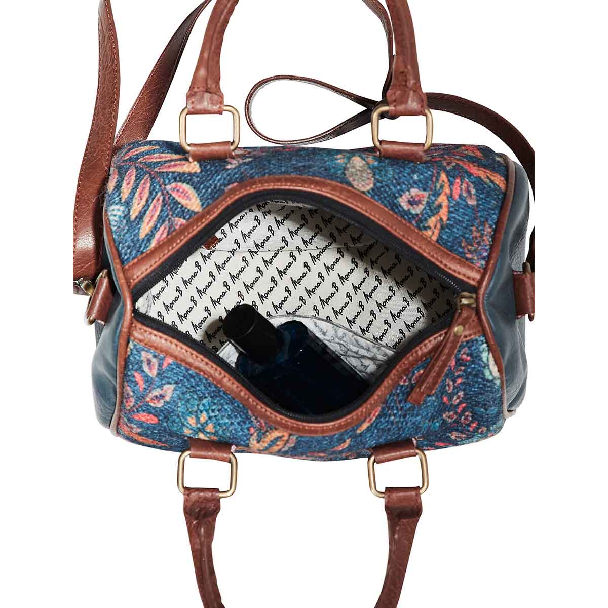 Mona B - Canvas Small Vintage Handbag, Shoulder Bag, Crossbody Bag For Shopping, Travel With Stylish Design For Women (Blue, Kilim) - M-7004