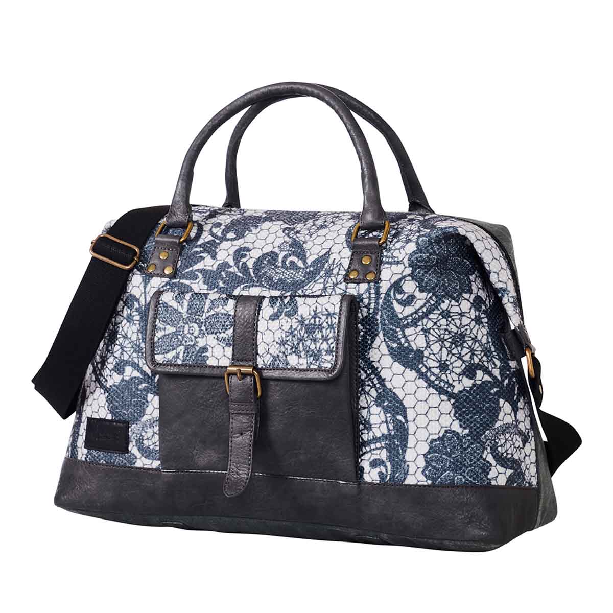 Mona B - Canvas Large Duffel Gym Travel and Sports Bag with Stylish Design for Men and Women (Grey, Kilim) - (M-7011)