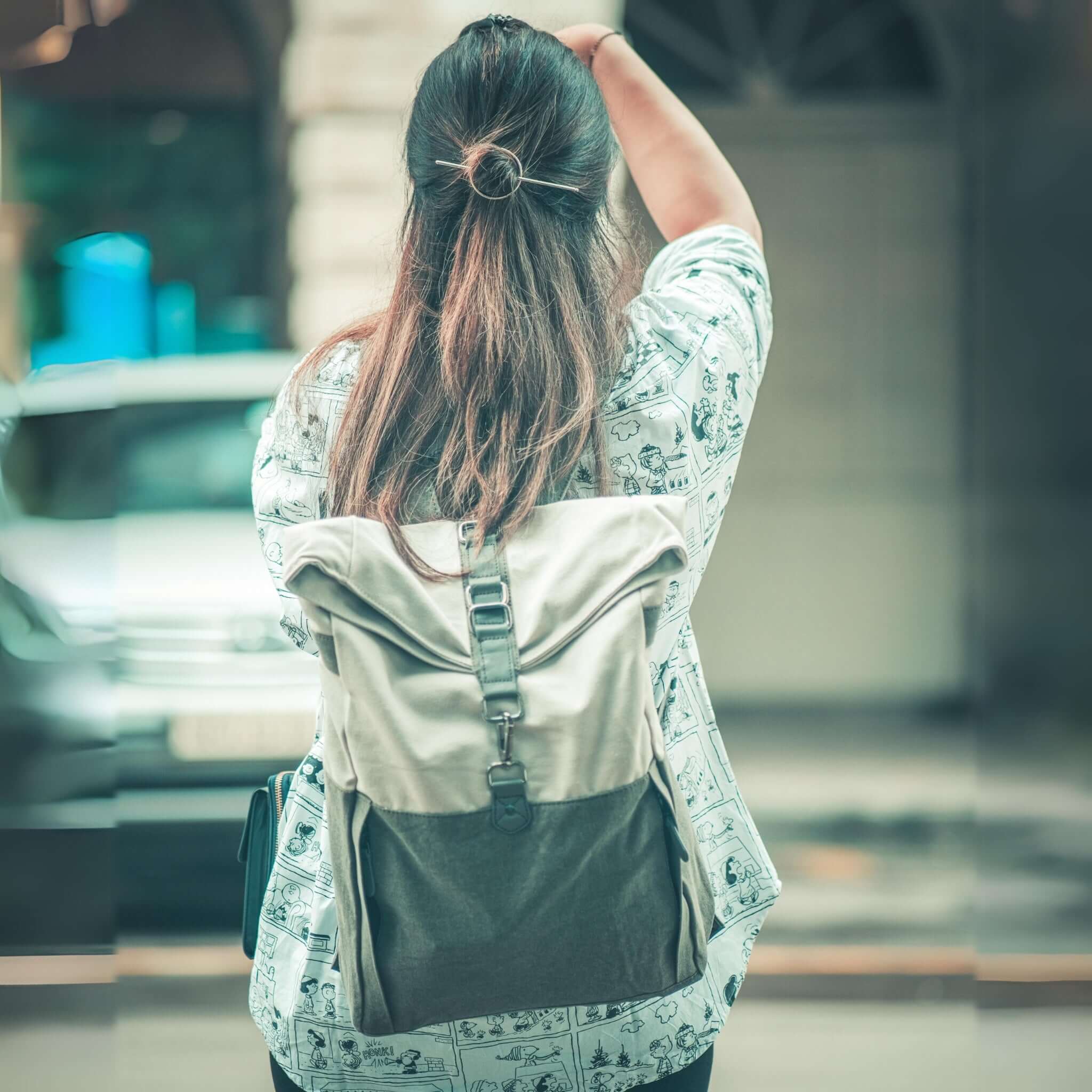 Mona B - Ice Grey 100% Cotton Canvas Back Pack for Offices Schools and Colleges with Two Outside Pockets and Stylish Design for Men and Women