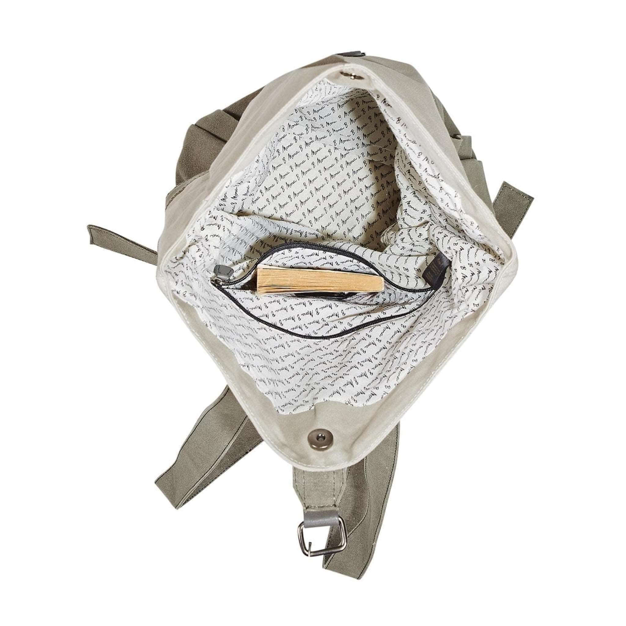 Mona B - Ice Grey 100% Cotton Canvas Back Pack for Offices Schools and Colleges with Two Outside Pockets and Stylish Design for Men and Women