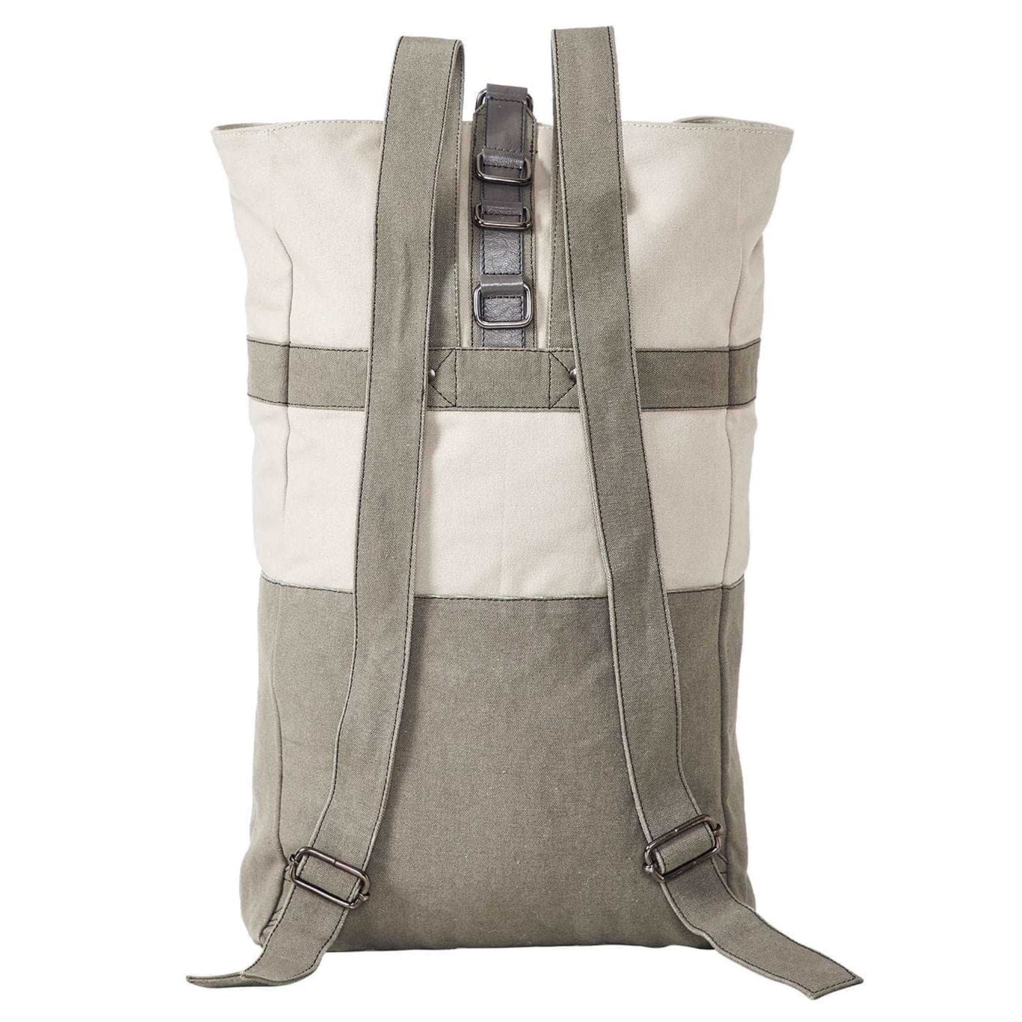 Mona B - Ice Grey 100% Cotton Canvas Back Pack for Offices Schools and Colleges with Two Outside Pockets and Stylish Design for Men and Women