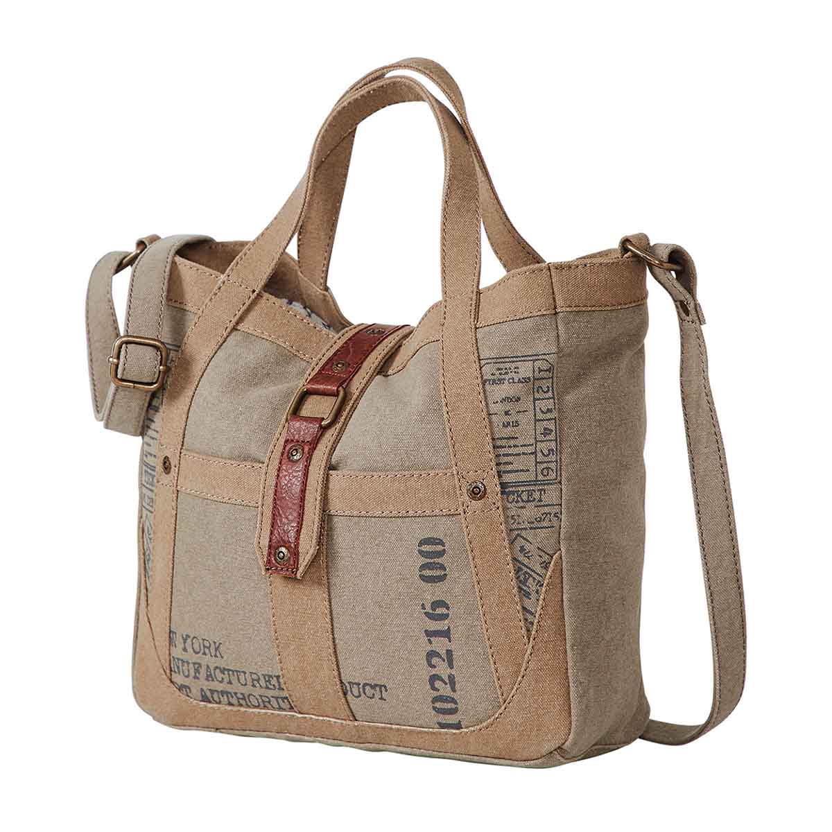 Mona B - 100% Cotton Canvas Messenger Crossbody Vintage Sling Bag with Stylish Design for Women: Escape (Brown 1)