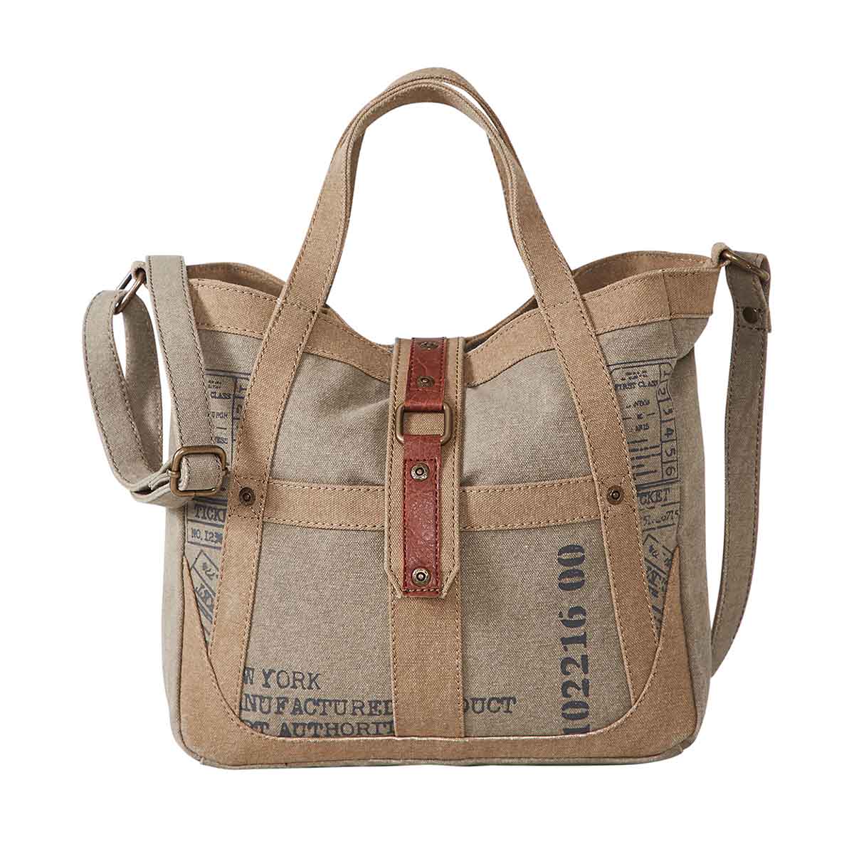 Mona B - 100% Cotton Canvas Messenger Crossbody Vintage Sling Bag with Stylish Design for Women: Escape (Brown 1) MonaB India