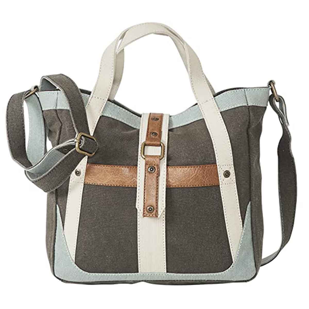 Mona B - 100% Cotton Canvas Messenger Crossbody Vintage Sling Bag with Stylish Design for Women: Escape (Brown)