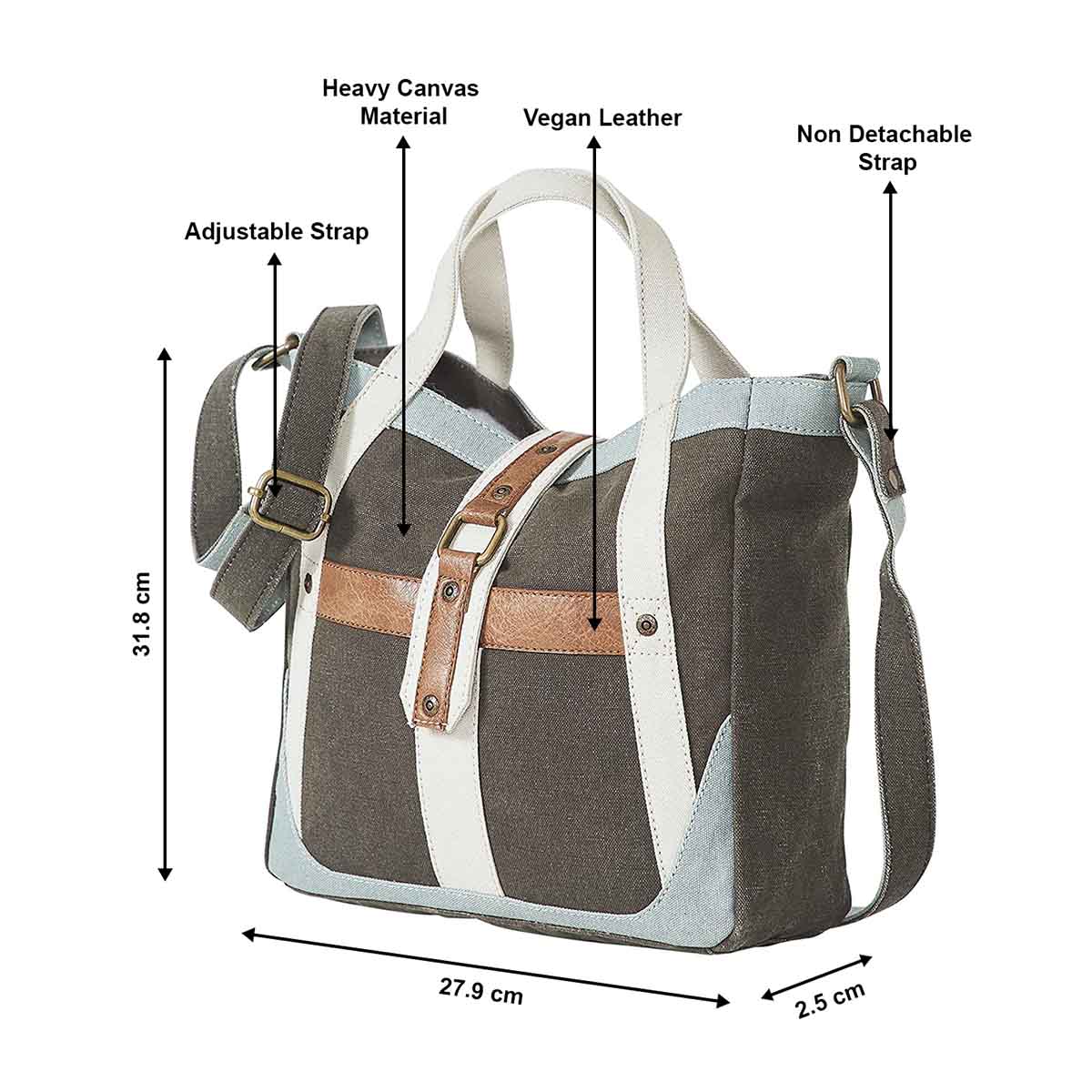 Mona B - 100% Cotton Canvas Messenger Crossbody Vintage Sling Bag with Stylish Design for Women: Escape (Brown)