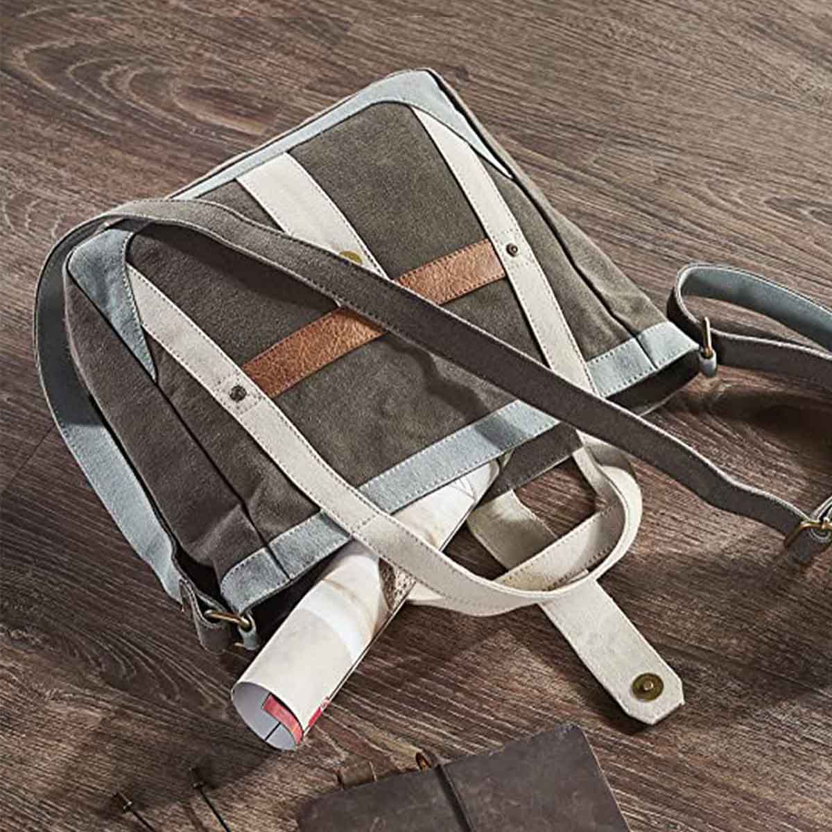 Mona B - 100% Cotton Canvas Messenger Crossbody Vintage Sling Bag with Stylish Design for Women: Escape (Brown)