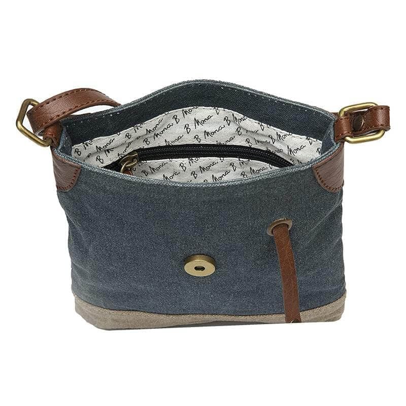Mona B - 100% Cotton Canvas Small Messenger Crossbody Vintage Sling Bag with Stylish Design for Women (Navy)