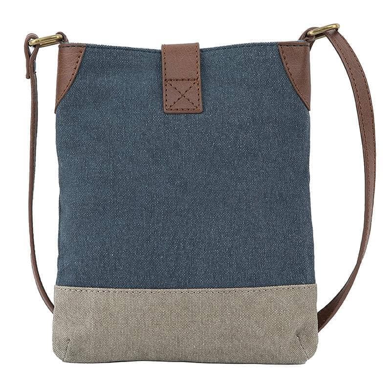 Mona B - 100% Cotton Canvas Small Messenger Crossbody Vintage Sling Bag with Stylish Design for Women (Navy)