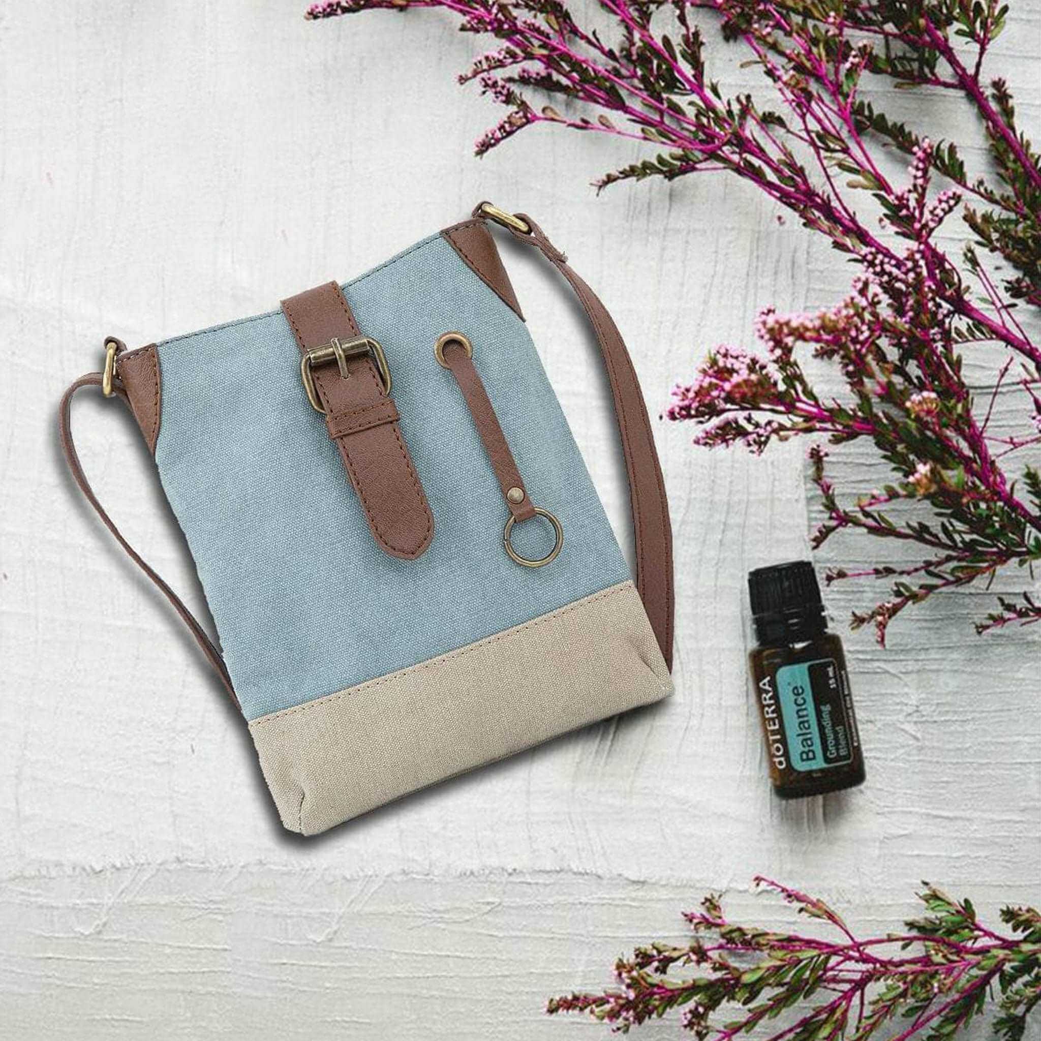 Mona B - 100% Cotton Canvas Small Messenger Crossbody Vintage Sling Bag with Stylish Design for Women (Sky)