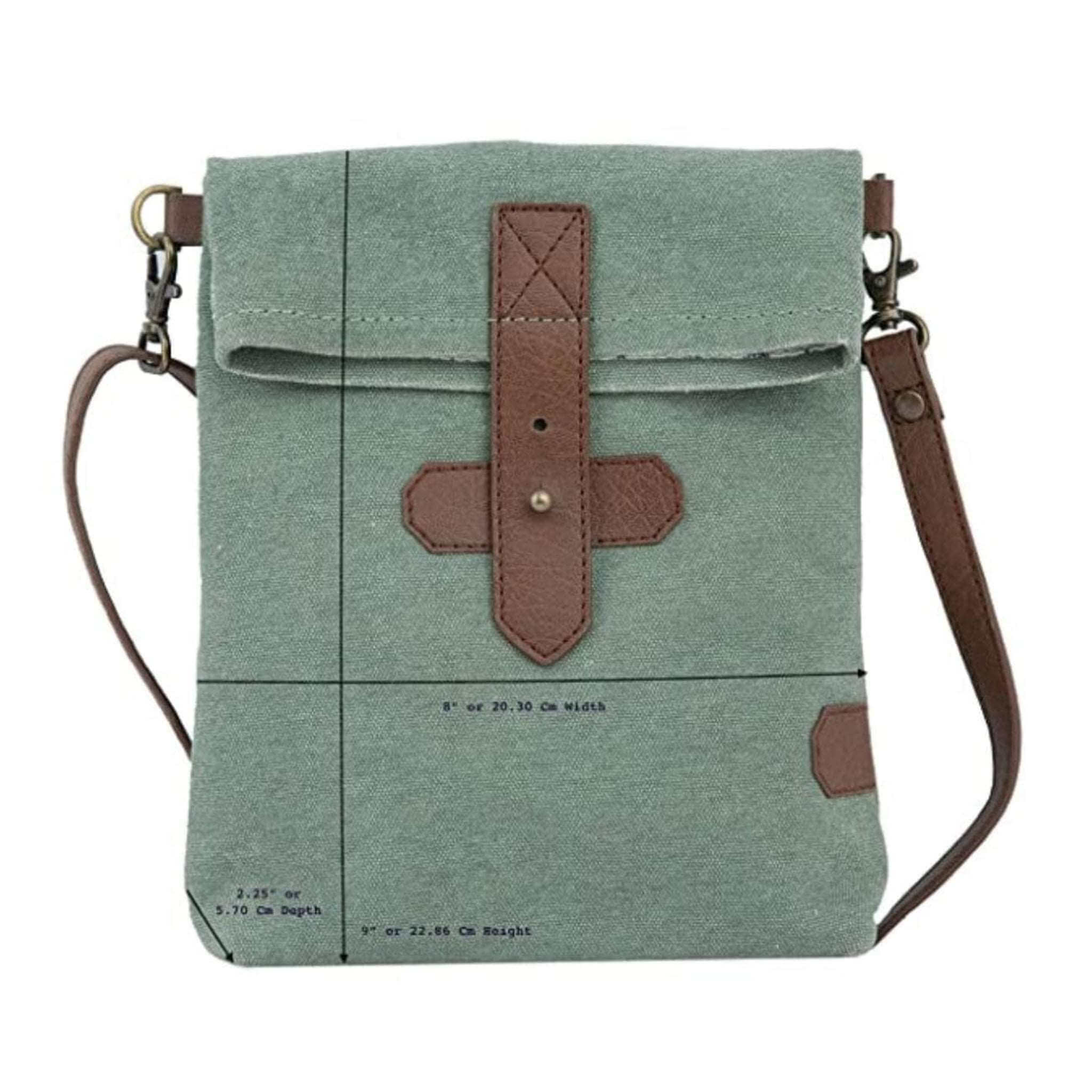 Mona B - 100% Cotton Canvas Small Messenger Crossbody Vintage Sling Bag with Stylish Design for Women: Sky (River)