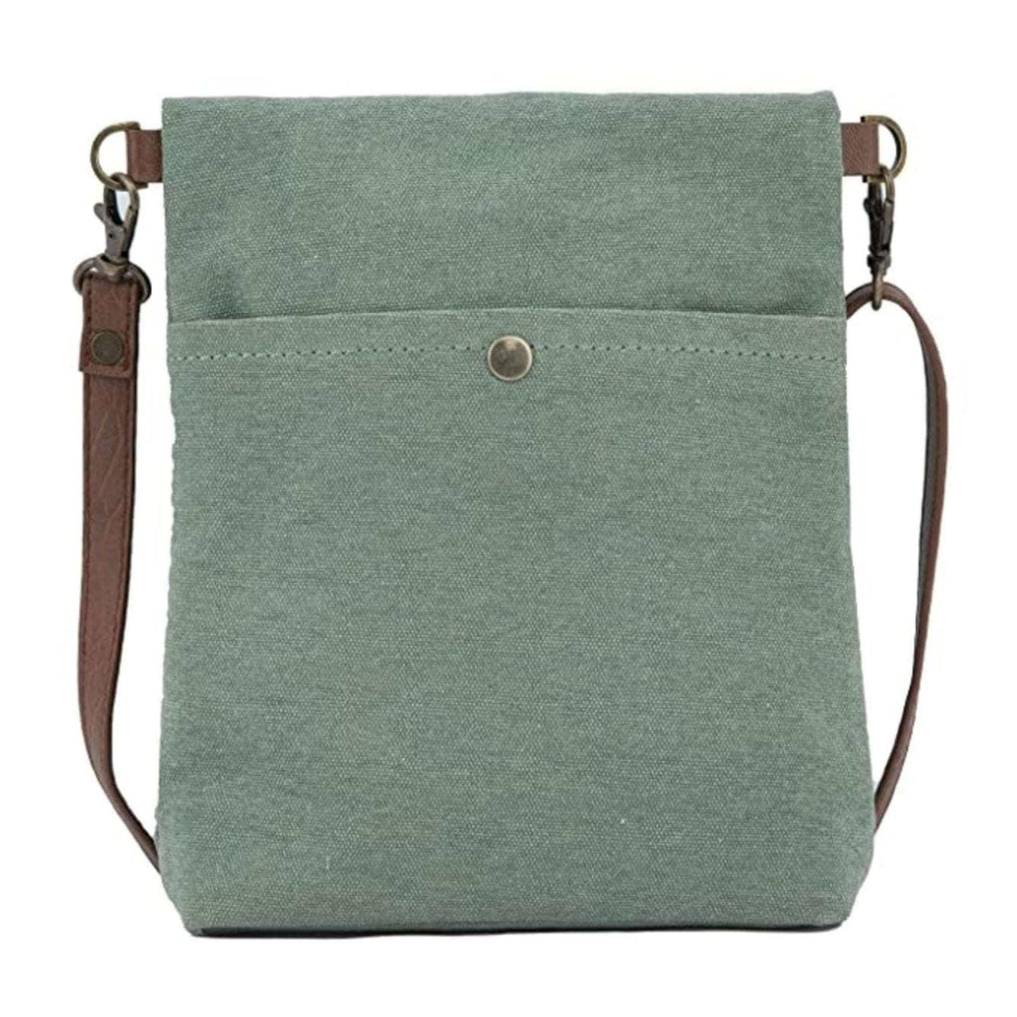 Mona B - 100% Cotton Canvas Small Messenger Crossbody Vintage Sling Bag with Stylish Design for Women: Sky (River)