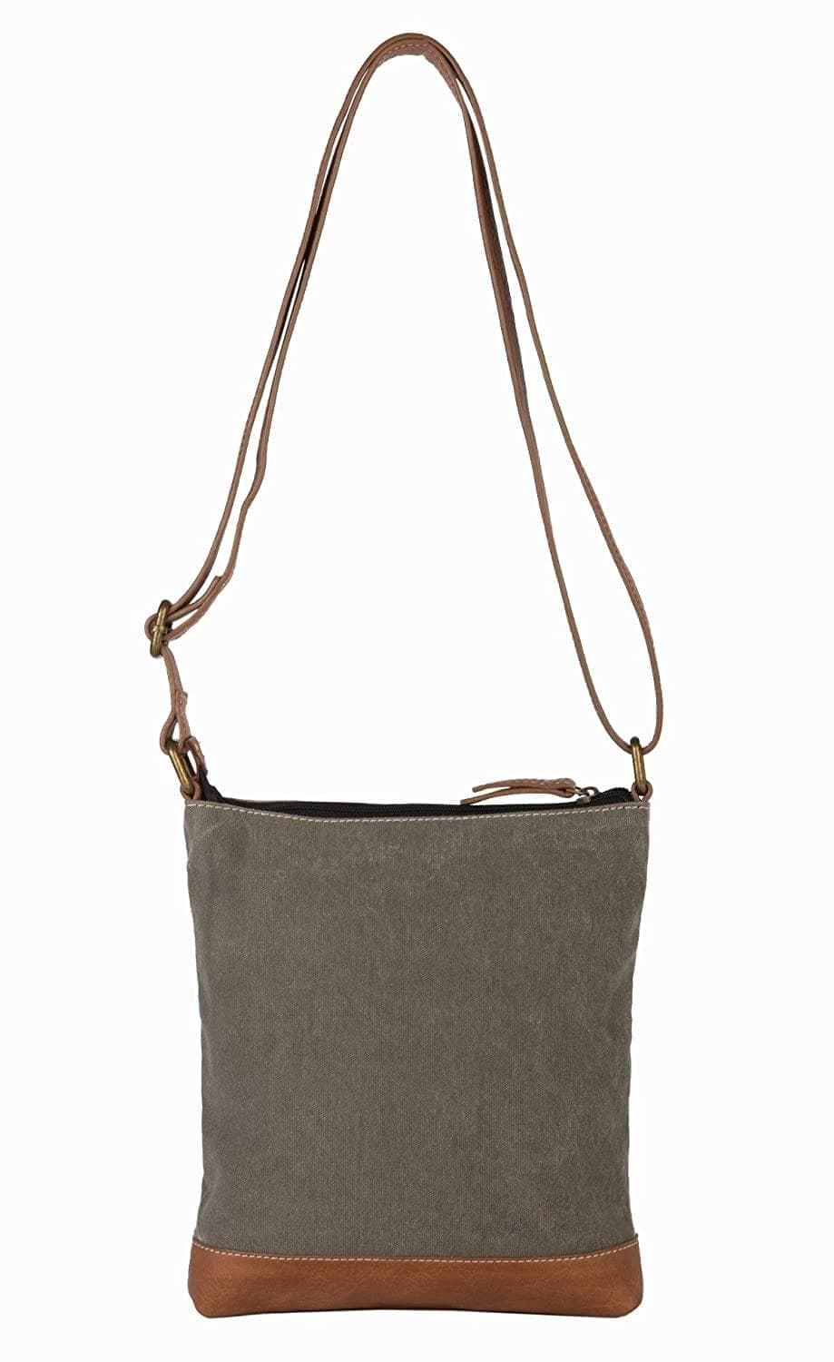 Mona B - Cotton Canvas Messenger Crossbody Sling Bag with Stylish Design for Women: Vintage Script Cream