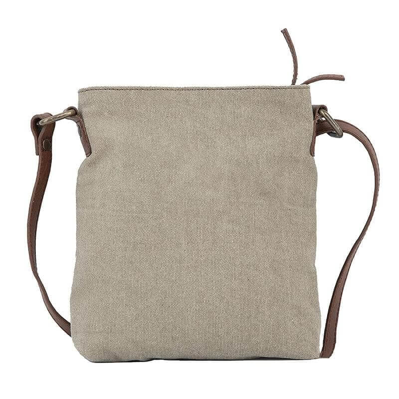 Mona B - Cotton Canvas Small Multicolor Messenger Crossbody Vintage Sling Bag with Stylish Design for Women (Stone)