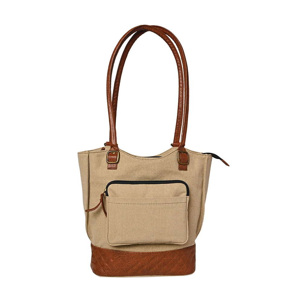Mona B - Two in One Convertible Tote: Beige - (M-2507)