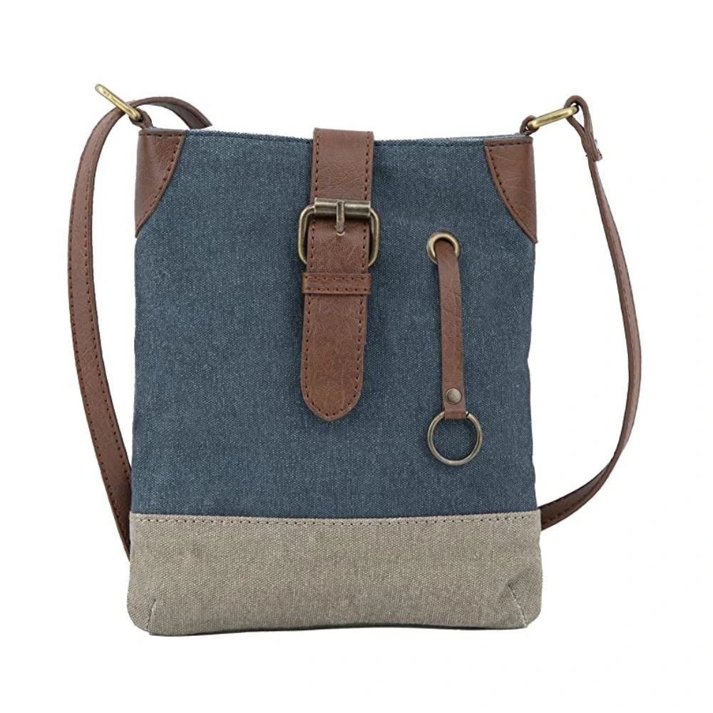 Mona B - 100% Cotton Canvas Small Messenger Crossbody Vintage Sling Bag with Stylish Design for Women (Navy)