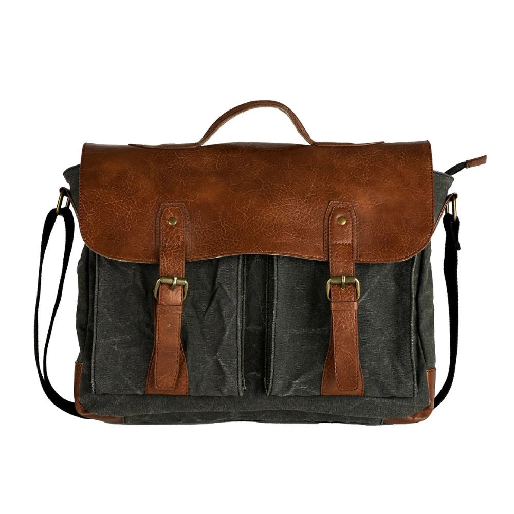 Flap Messenger Laptop Bag for Men & Women - Black