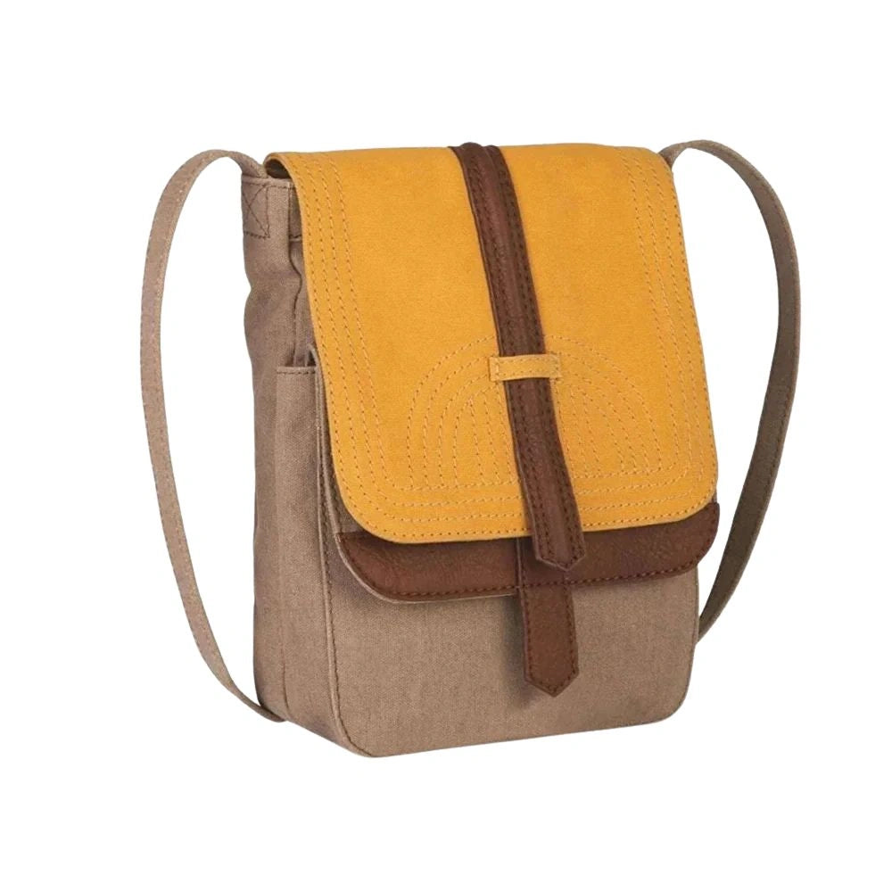 Mona B - 100% Cotton Canvas Medium Sling Crossbody Bag with Stylish Design for Women (Golden Rod)