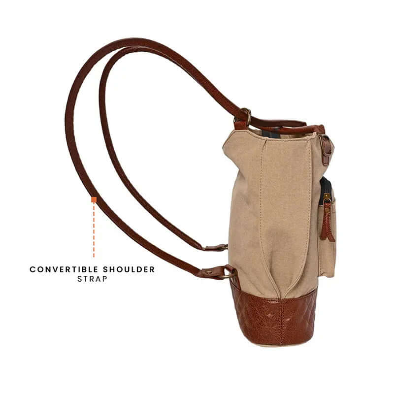 Mona B - Two in One Convertible Tote: Beige - (M-2507)