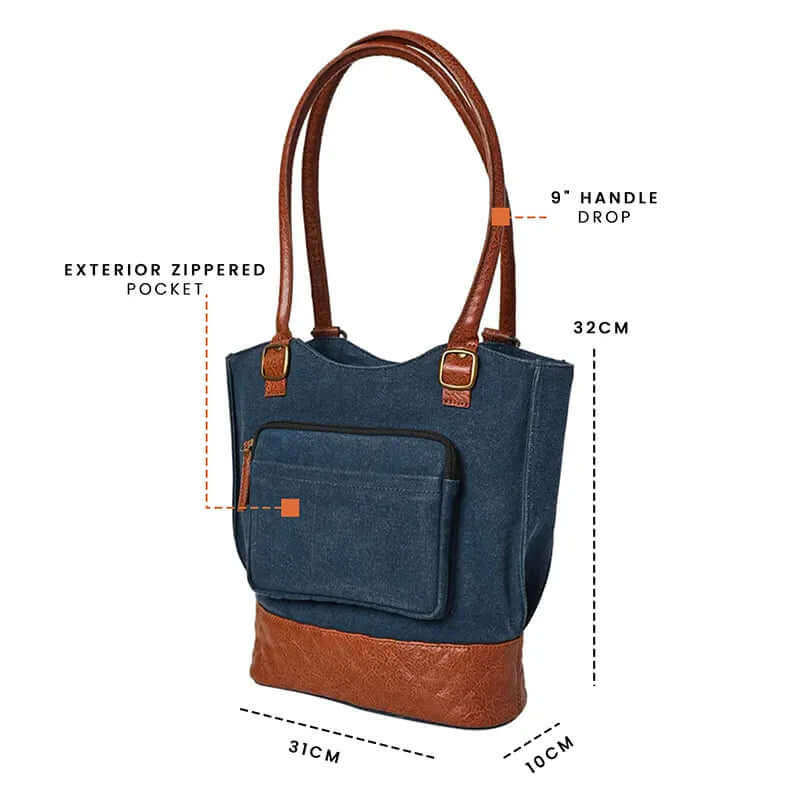 Mona B - Two in One Convertible Tote: Denim - (M-2508)