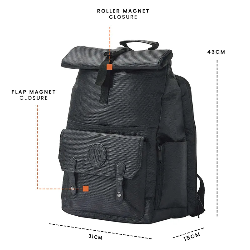 Rearden Rollup Backpack For Men & Women - Black